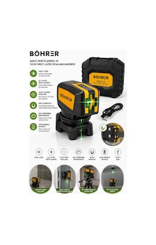 Böhrer Ba011347 Şarjlı Nokta Şarkül Lazer + Yatay Ve Dikay Lazer Hizalama Makinesi - Yeşil Işık Lazer Böhrer Ba011347 Şarjlı Nokta Şarkül Lazer + Yatay Ve Dikay Lazer Hizalama Makinesi - Yeşil Işık Lazer