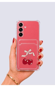 Samsung Uyumlu Galaxy S25 Kartlıklı Kiraz Desenli Kılıf Pembe Samsung Uyumlu Galaxy S25 Kartlıklı Kiraz Desenli Kılıf Pembe