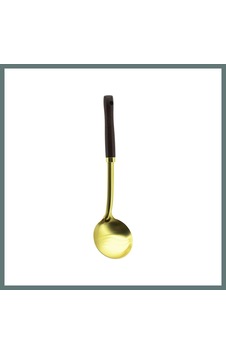 Ventra Metal Servis Kepçe Ahşap Saplı 35cm Altın Ventra