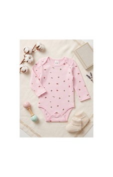Deniva Kids Kız Bebek Pembe Çiçek Desenli Kaşkorse Uzun Kollu Çıtçıtlı Badi Zıbın Deniva Kids Kız Bebek Pembe Çiçek Desenli Kaşkorse Uzun Kollu Çıtçıtlı Badi Zıbın