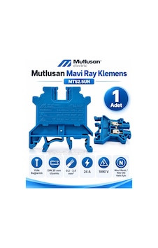 Mutlusan 2.5mm Mavi Ray Klemens Vidalı Tip 1000v 24a Mts2.5un Mutlusan 2.5mm Mavi Ray Klemens Vidalı Tip 1000v 24a Mts2.5un