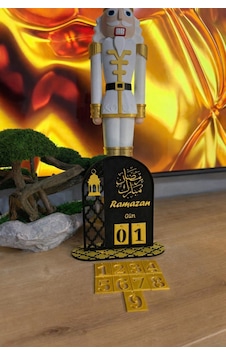 Ramazan Gün Sayacı 3d Baskı Dekoratif Ramazan Takvimi Siyah Gold Masa Üstü İslami Ev Dekoru Siyah
