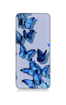Huawei Y6 2019 Uyumlu Mavi Kelebekler Desenli Silikon Kılıf Huawei Y6 2019 Uyumlu Mavi Kelebekler Desenli Silikon Kılıf