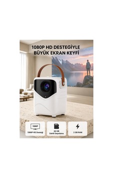 Astraltech Taşınabilir Akıllı 1080p Projektör 64gb Hafıza, 2gb Ram, Full Hd Görüntü, Kumandalı Yen