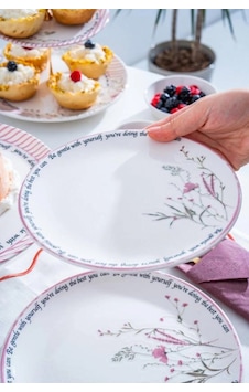 Acar Hca9085 Laila Desenli Seramik Pasta Tabağı 19 Cm 6'lı Çok Renkli