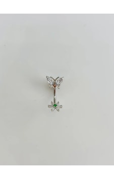 Çiçek Ve Kelebek Detaylıgöbek Piercing Çok Renkli Çiçek Ve Kelebek Detaylıgöbek Piercing Çok Renkli