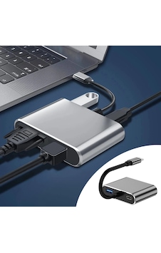Type-c Hub Adaptör 4'ü 1 Arada 4k Hdmı Ve Vga Destekli Type-c Hub Adaptör 4'ü 1 Arada 4k Hdmı Ve Vga Destekli