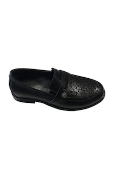 Rks Shoes Erkek Çocuk Desenli Bantlı Siyah Makosen Ayakkabı Rks Shoes Erkek Çocuk Desenli Bantlı Siyah Makosen Ayakkabı