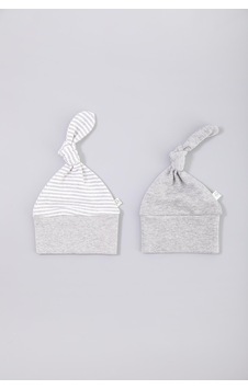 Organicera Organik Yenidoğan Şapka, 2 Li Set , Grey Melange Gri Melanj