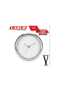 Carub Zaman Saati Araç Tekne Yapışma+ Klips 4 Cm Çap Beyaz Carub Zaman Saati Araç Tekne Yapışma+ Klips 4 Cm Çap Beyaz