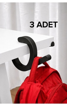Okul Ve Ofis İçin, Masa Kenarı Çanta, Kıyafet Askısı-3 Adet-çanta Askısı-15 Kg Taşıma Kapasiteli Siyah - 815807001 Siyah