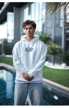 Rkm Ticaret Üç İplik Penye Kapşonlu Baskılı Sweatshirt - Beyaz Rkm Ticaret Üç İplik Penye Kapşonlu Baskılı Sweatshirt - Beyaz