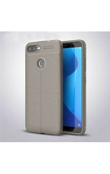 Asus Zenfone Max Plus M1 Zb570tl Kılıf Niss Deri Desenli Silikon Kılıf Gri