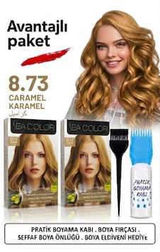 Sea Color Set Saç Boyası 8.73 Karamel 2 Li 2 Kutu+pratik Boya Kabı Sea Color Set Saç Boyası 8.73 Karamel 2 Li 2 Kutu+pratik Boya Kabı