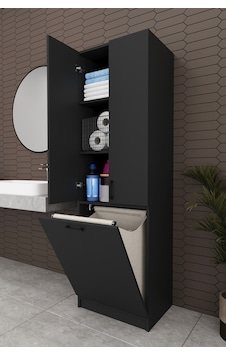 Modern Çamaşır Sepetli Çok Amaçlı Banyo Dolabı %100 Mdf Banyo Düzenleyici Dolap Bd06 Antrasit Modern Çamaşır Sepetli Çok Amaçlı Banyo Dolabı %100 Mdf Banyo Düzenleyici Dolap Bd06 Antrasit