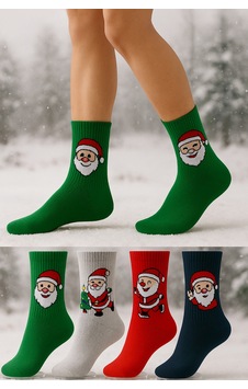 Worthy Socks Pamuklu Yılbaşı Christmas Spor Tenis Kolej Çorap 4'lü Paket Çok Renkli Worthy Socks Pamuklu Yılbaşı Christmas Spor Tenis Kolej Çorap 4'lü Paket Çok Renkli