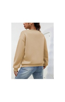Kadın Düz Bisiklet Yaka 3 İplik Sweatshirt - Bej Kadın Düz Bisiklet Yaka 3 İplik Sweatshirt - Bej