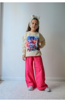 Mila Mood Kız Çocuk Pembe Figür Baskılı Eşofman Takımı Sweatshirt Bol Paça Alt Eşofman 2'li Takım Mila Mood Kız Çocuk Pembe Figür Baskılı Eşofman Takımı Sweatshirt Bol Paça Alt Eşofman 2'li Takım