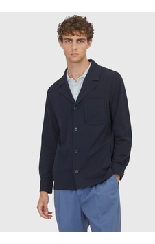 Ramsey Lacivert Çizgili Casual Fit Uzun Dokuma Overshirt Ramsey Lacivert Çizgili Casual Fit Uzun Dokuma Overshirt