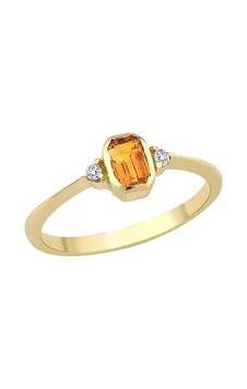 0.29 Karat Baget Citrin 0.03 Karat Pırlanta Yüzük 0.29 Karat Baget Citrin 0.03 Karat Pırlanta Yüzük