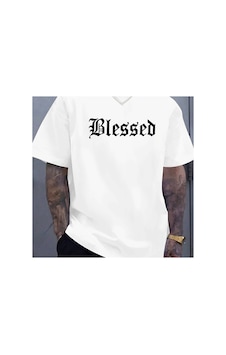 Caddemia Yaz Moda Rahat Gevşek Kutsanmış Harf Desen Baskılı Spor Yuvarlak Boyun Beyaz 2XL Caddemia Yaz Moda Rahat Gevşek Kutsanmış Harf Desen Baskılı Spor Yuvarlak Boyun Beyaz 2XL