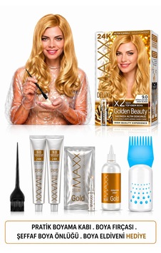 Maxx Deluxe Golden Beauty Set Saç Boyası 9.0 Buğday Sarısı 2li + Fırça+pratik Boya Kabı Maxx Deluxe Golden Beauty Set Saç Boyası 9.0 Buğday Sarısı 2li + Fırça+pratik Boya Kabı
