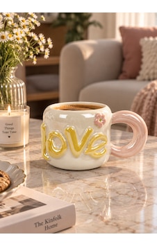 Dear Love Lüsterli Sarı Porselen Kupa 480 Ml-7745 Çok Renkli Dear Love Lüsterli Sarı Porselen Kupa 480 Ml-7745 Çok Renkli