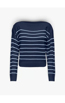 Only Onlkatia Ls Kayık Yaka Kadın Triko 15374823 Lacivert