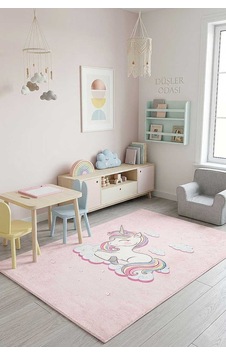 Frenda Home Unıcorn Pamuk Taban Dekoratif Baskılı Çocuk Odası Halısı Pembe Frenda Home Unıcorn Pamuk Taban Dekoratif Baskılı Çocuk Odası Halısı Pembe