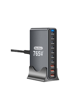 Go Des Gd-b963 Gan Teknolojili 10 Portlu Masaüstü Çoklu Şarj İstasyonu 765w Gri