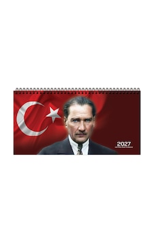 2027 Haftalık Spralli Masa Ajandası 16x33,5 Cm Aj-66 Atatürk Karışık, Çok Renkli