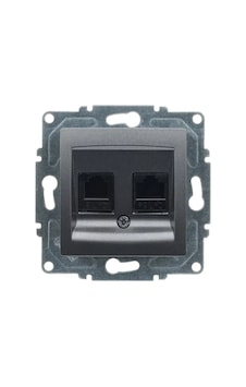 Visage Data + Nümeris Telefon Prizi Rj45 Cat5e + Cat3 , Füme Mekanizma + Tuşkapak