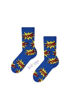 Bidigago Pow Desenli Unisex Çocuk Çorap Lacivert