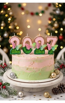2027 Yılbaşı Özel Kelebek Detaylı Pembe-yeşil Rakam Pasta Mumu Seti Saremset 2027 Yılbaşı Özel Kelebek Detaylı Pembe-yeşil Rakam Pasta Mumu Seti Saremset