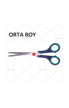 Ofis Tipi Kauçuk Saplı Orta Boy Kesim Makası 6,25"inç / 16.cm