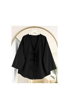 Unika Boutique Önü Bağlamalı Kimono Tunik Cift Renk Oversize Yeni Sezon Rahat Kalıp Önü Baglamalı Siyah Unika Boutique Önü Bağlamalı Kimono Tunik Cift Renk Oversize Yeni Sezon Rahat Kalıp Önü Baglamalı Siyah