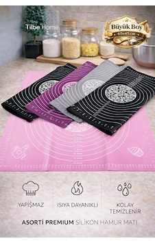 Tilbe Home Silikon Hamur Açma Yoğurma Matı Fırın Altlığı Ölçekli Mat Büyük Boy Renkli 65x45cm Tilbe Home Silikon Hamur Açma Yoğurma Matı Fırın Altlığı Ölçekli Mat Büyük Boy Renkli 65x45cm