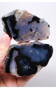 Ametist Agat Çifti, Mürekkep Mavisi Kale Bandı İle, Dumanlı Indigo Çekirdek Ve Ametist Kenar, 228g Ametist Agat Çifti, Mürekkep Mavisi Kale Bandı İle, Dumanlı Indigo Çekirdek Ve Ametist Kenar, 228g