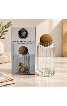Kapaklı Küçük Çizgili Kavanoz Sarı