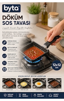 12x12 Cm Kare Döküm Sos Tavası Yapışmaz Granit Desenli Mini Tava Diğer