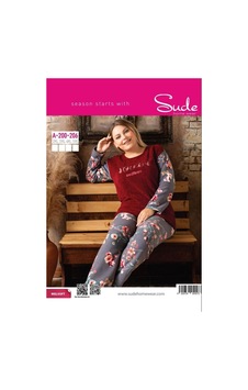 Sude A-200-206 Çiçek Desen Wellsoft Kadın Pijama Takımı Çok Renkli