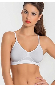Miss Fit Kadın Ince Askılı Sıfır Kol Büstiyer Seamless Beyaz M-L Miss Fit Kadın Ince Askılı Sıfır Kol Büstiyer Seamless Beyaz M-L