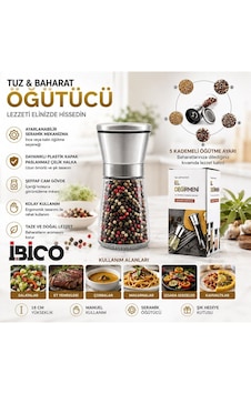 Seramik Öğütücülü 5 Kademe Ayarlı Tuz Ve Karabiber El Değirmeni - 180 Ml Şeffaf Cam Hazne 13 Cm Seramik Öğütücülü 5 Kademe Ayarlı Tuz Ve Karabiber El Değirmeni - 180 Ml Şeffaf Cam Hazne 13 Cm