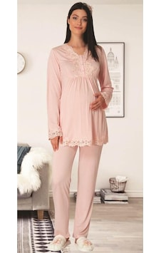 Carpediem L.R. 1501 Bayan Hamile Lohusa Pudra Pijama Takımı Carpediem L.R. 1501 Bayan Hamile Lohusa Pudra Pijama Takımı