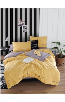 Eponj Home Nevresim Takımı Çift Kişilik Baskılı Dide Sarı Eponj Home Nevresim Takımı Çift Kişilik Baskılı Dide Sarı