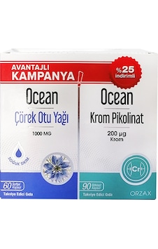 Ocean Çörek Otu Yağı 60 Kapsül + Ocean Krom Pikolinat 90 Kapsül Ocean Çörek Otu Yağı 60 Kapsül + Ocean Krom Pikolinat 90 Kapsül