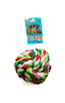 Bin Bin Pet Düğümlü Diş İpi Top Köpek Oyuncağı 7.5 CM