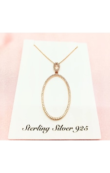 Oriental Kuyumculuk Jewellery Taşlı Oval İçi Boş Rose Gümüş Kolye Beyaz Oriental Kuyumculuk Jewellery Taşlı Oval İçi Boş Rose Gümüş Kolye Beyaz