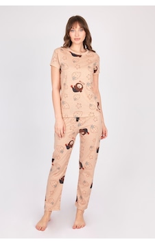 Burcumay Kadın Kısa Kollu Ayıcıklı Çilekli Kahverengi Desenli Pijama Takımı Kahverengi Burcumay Kadın Kısa Kollu Ayıcıklı Çilekli Kahverengi Desenli Pijama Takımı Kahverengi