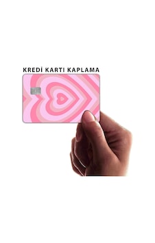 Pembe Kalp Kart Kaplama Sticker Standart